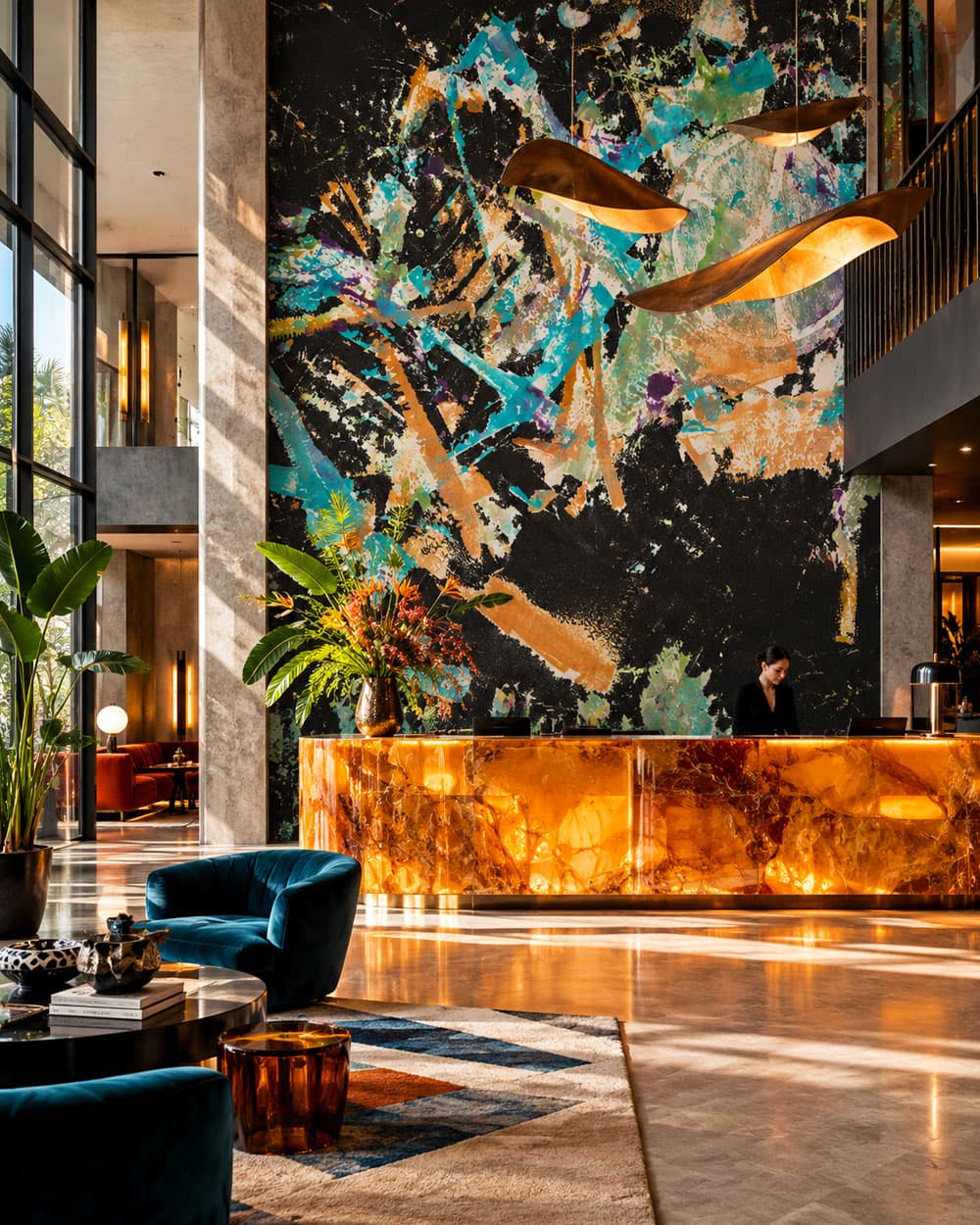 Luxury hotel lobby wallpaper