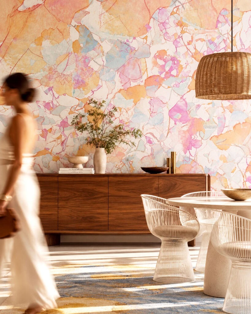 Modern romantic floral wallpaper
