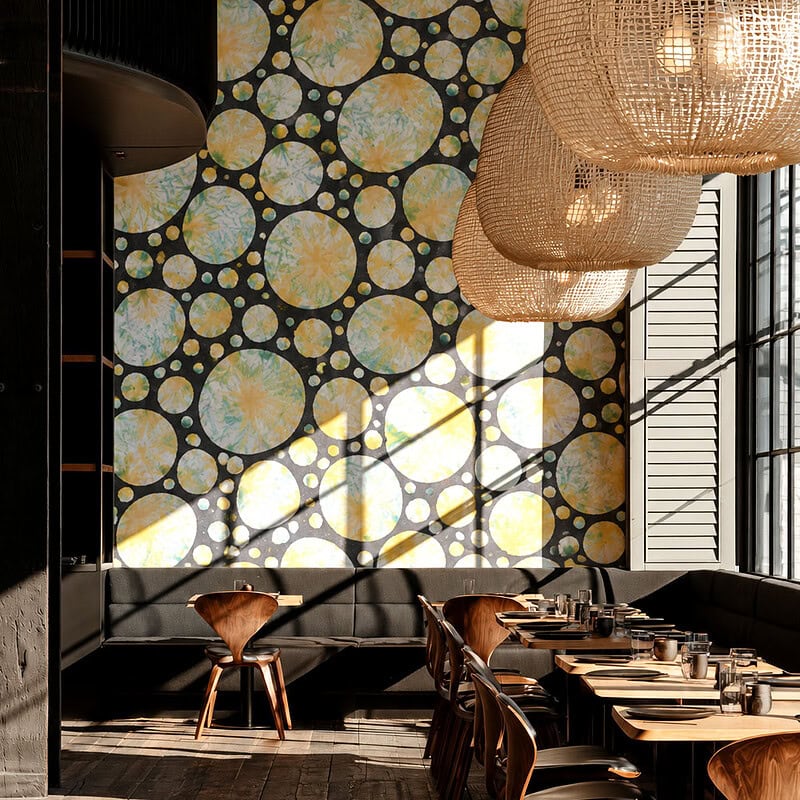 Statement wallpaper for a modern restaurant