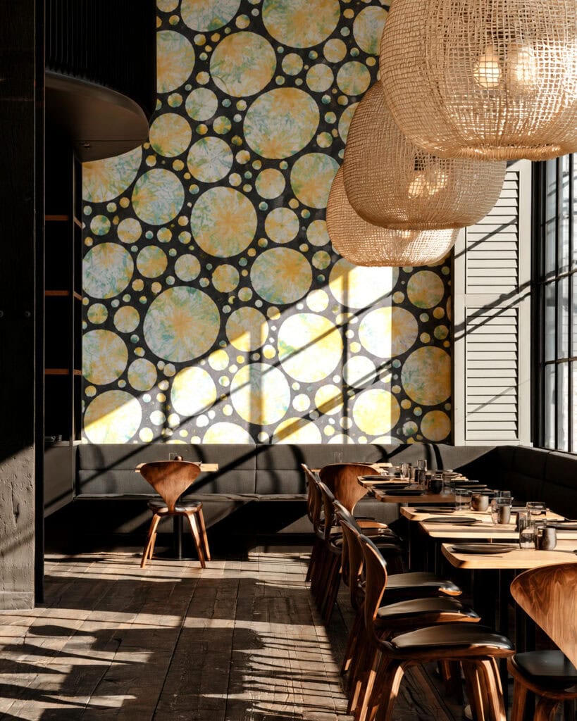 Statement wallpaper for a modern restaurant