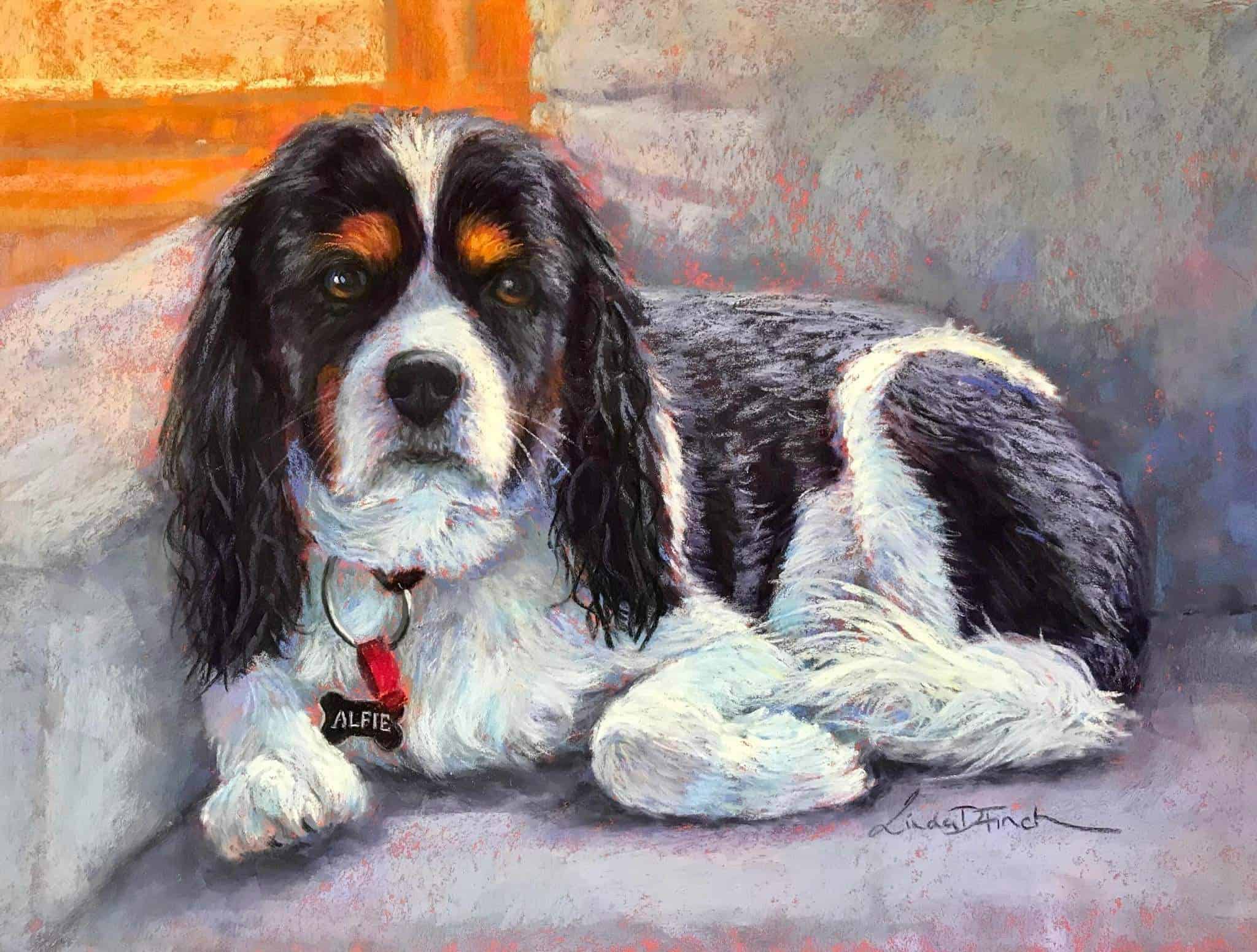 Dog portrait pastel artwork, Linda Finch, The Pastel Society of Victoria, Australia.
