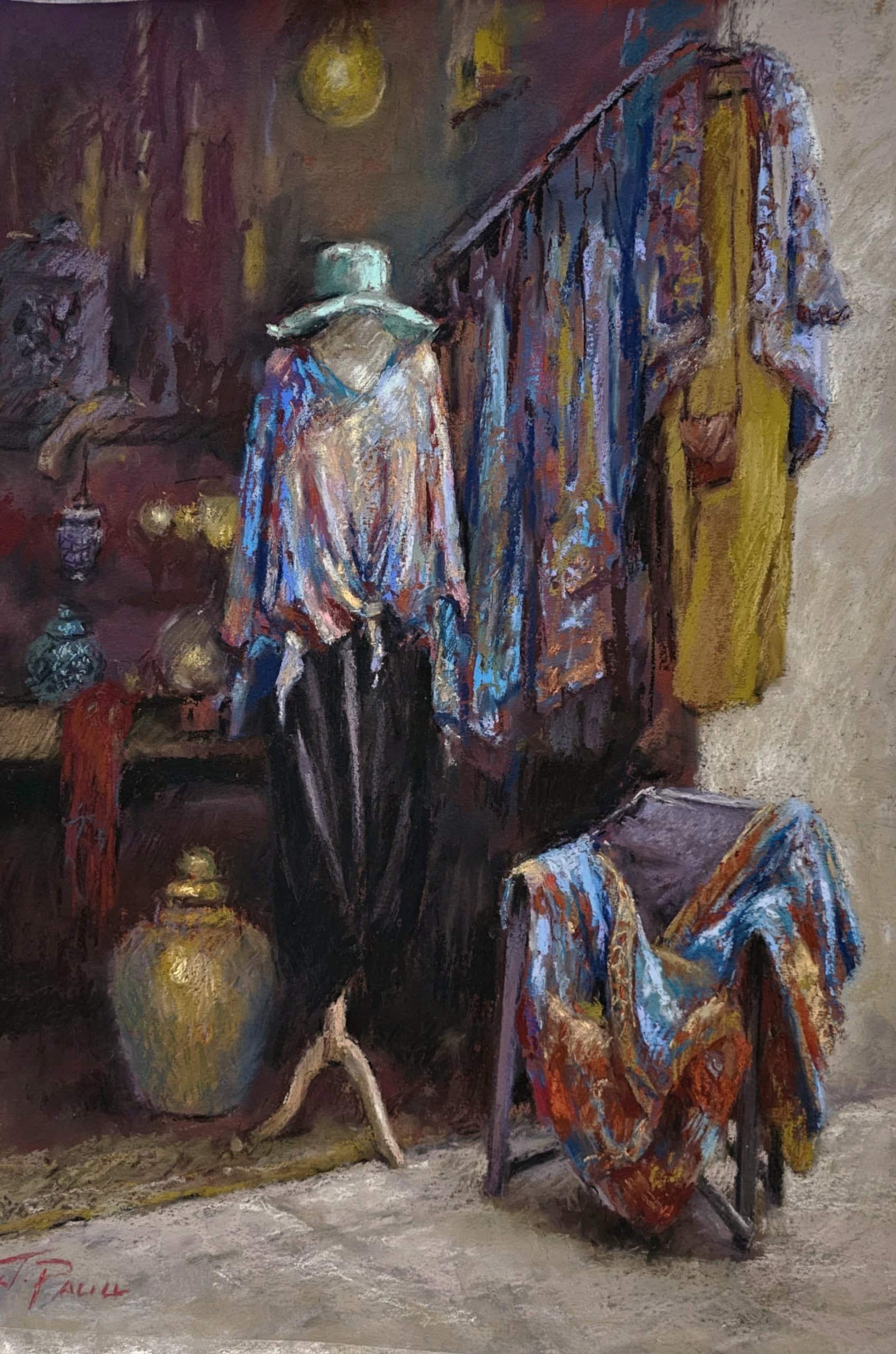 Pastel art display at the 2025 exhibition, showcasing vibrant colours and skilled techniques.