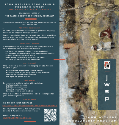Scholarship poster for emerging pastel artists by The Pastel Society of Victoria.