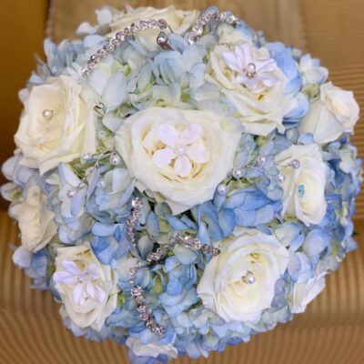Blue and White Bridal Bouquet