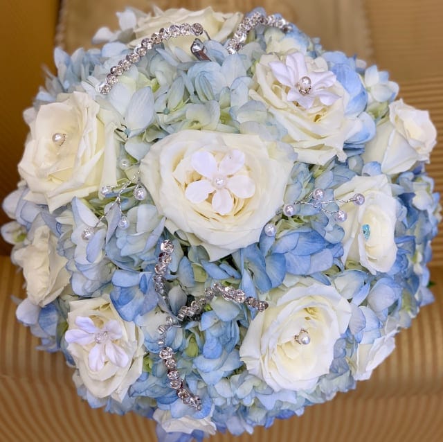 Blue and White Bridal Bouquet