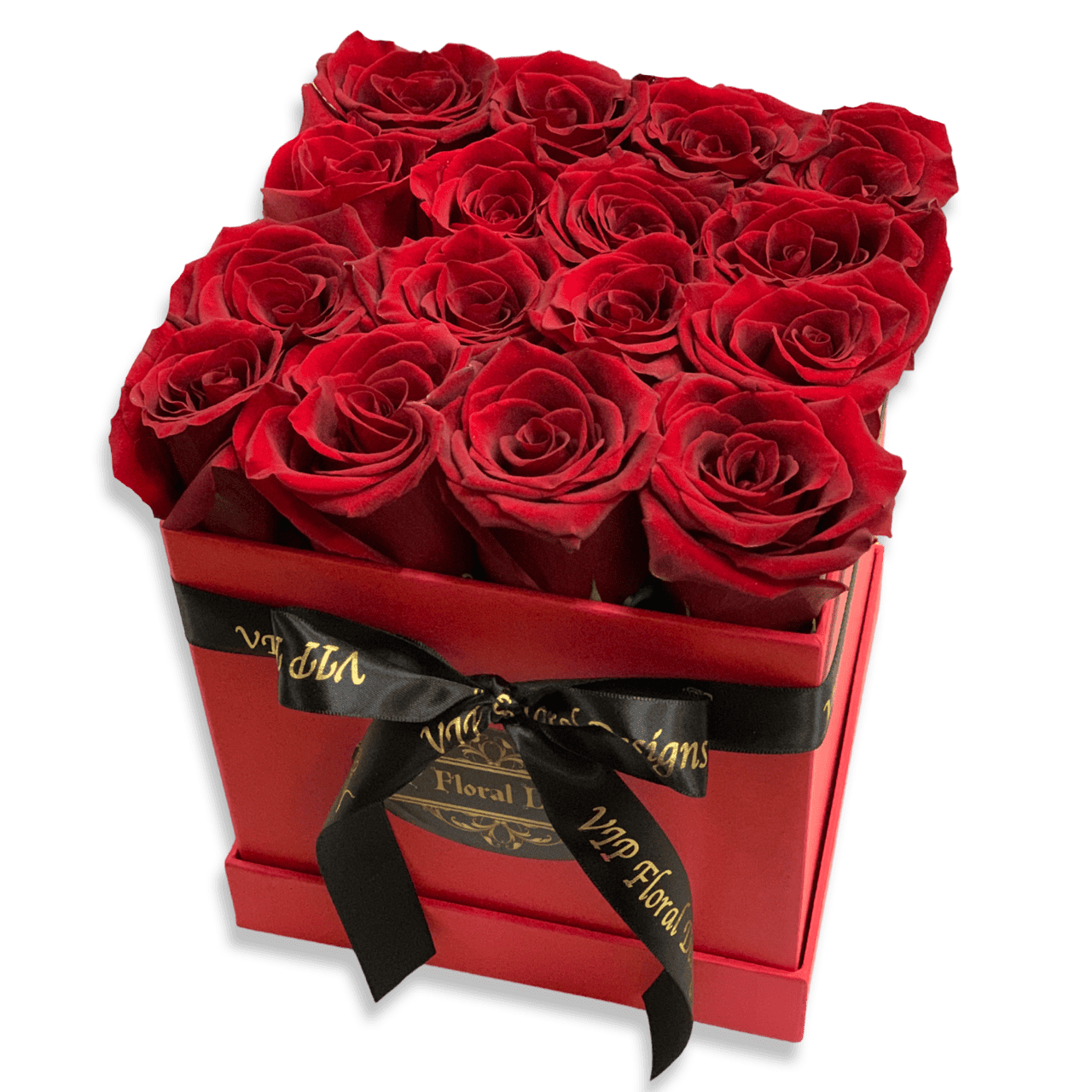 16 Red Roses In A Square Gift Box - Image 2