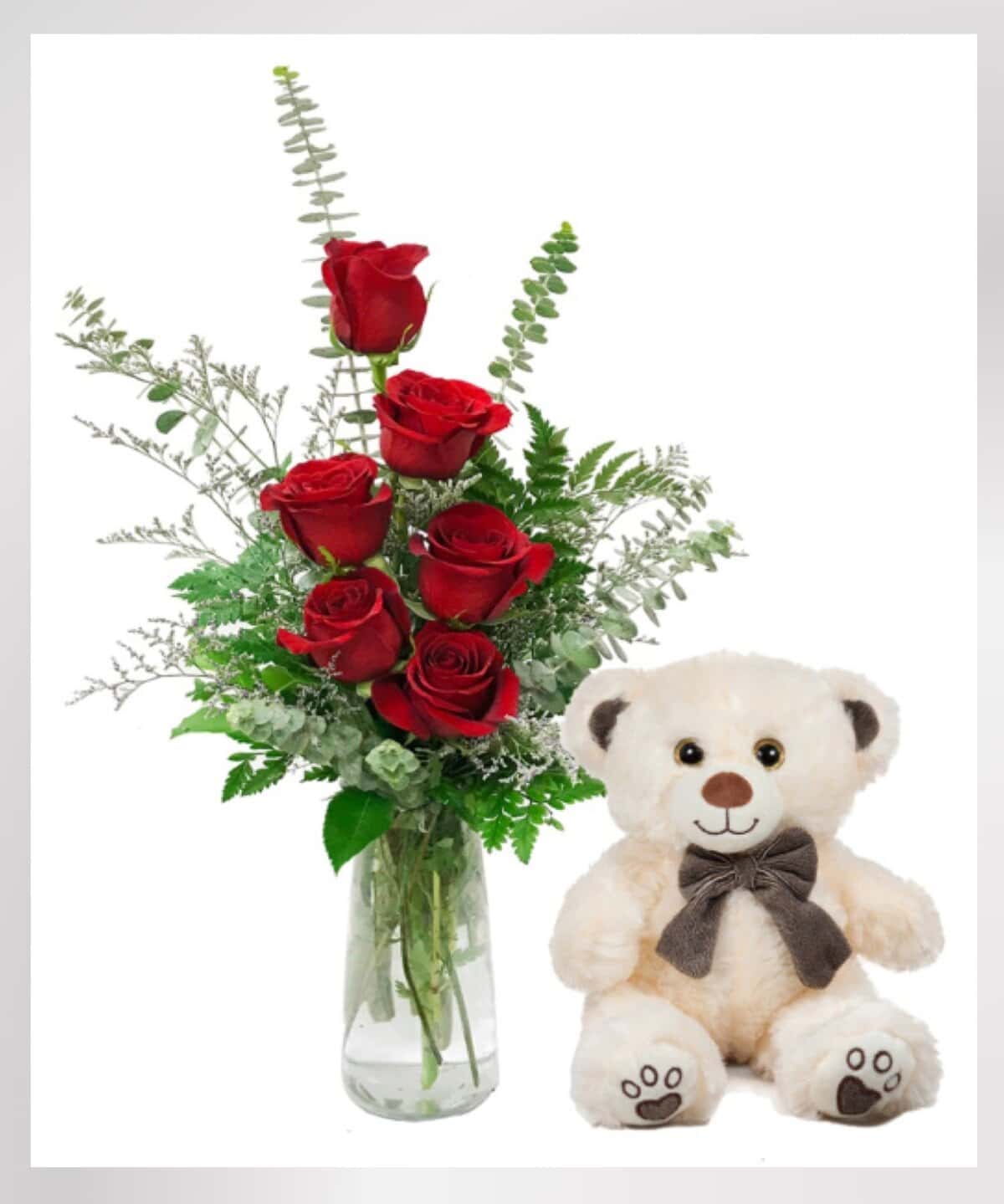 6 red roses