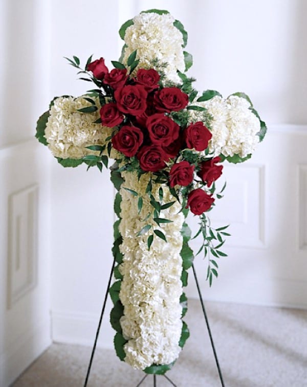 Red and White Funeral Cross