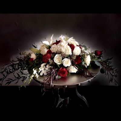 Burgundy, white and red Head Table Centerpiece las vegas flowers