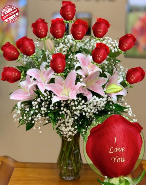 I LOVE YOU ROSES WITH PINK LILIES las vegas flowers