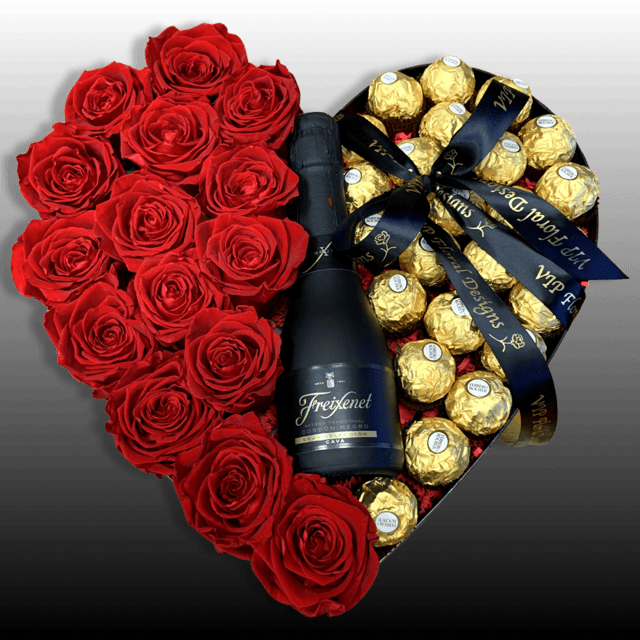 15 Preserved Roses, Champagne And Chocolate