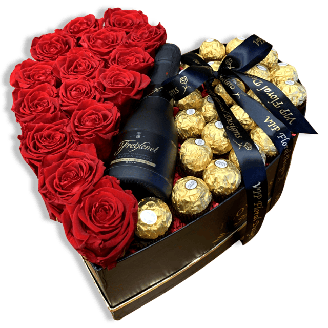 15 Preserved Roses, Champagne And Chocolate