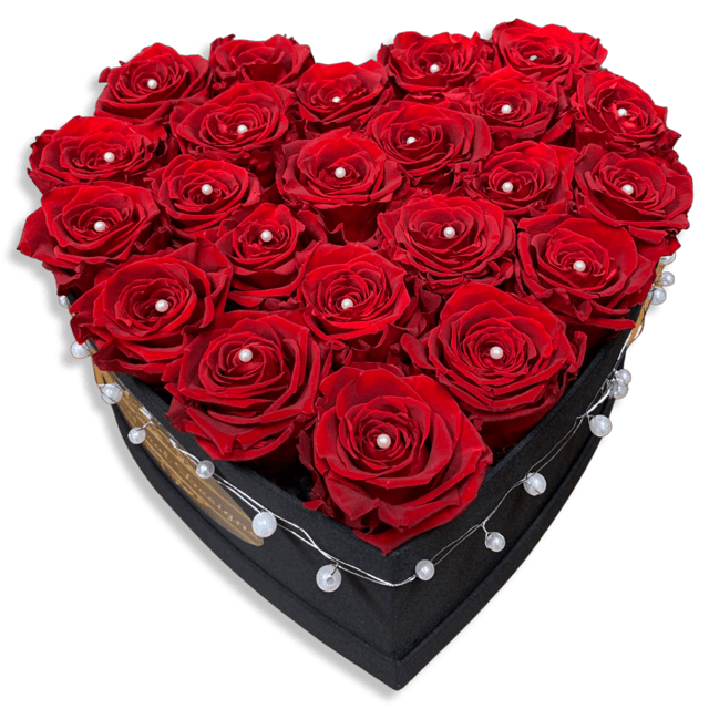 20 Red Preserved Roses With White Pearl Pins las vegas