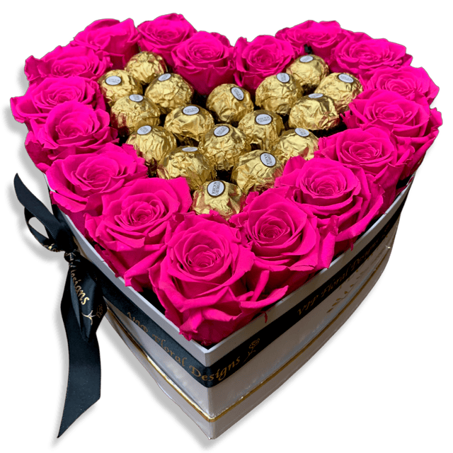 hot pink roses preserved in a hat flower box vegas