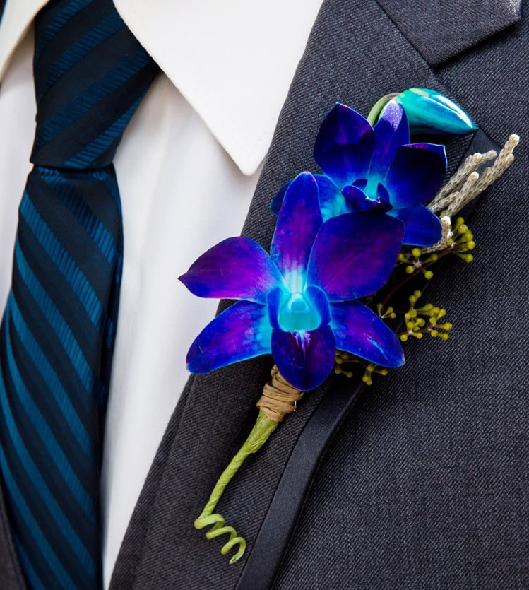 Blue Dendrobium Orchids Boutonniere
