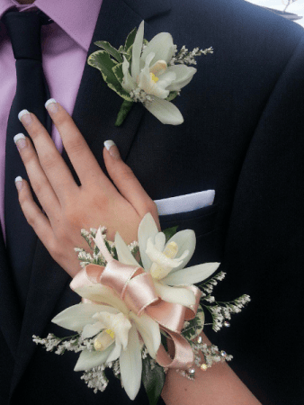 CYMBIDIUM ORCHID CORSAGE AND BOUTONNIERE