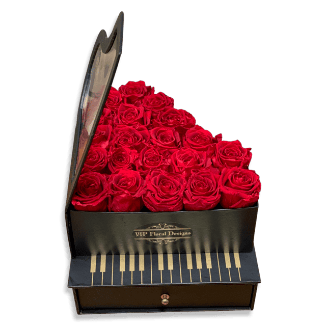 piano hat flower box with chocolate 2