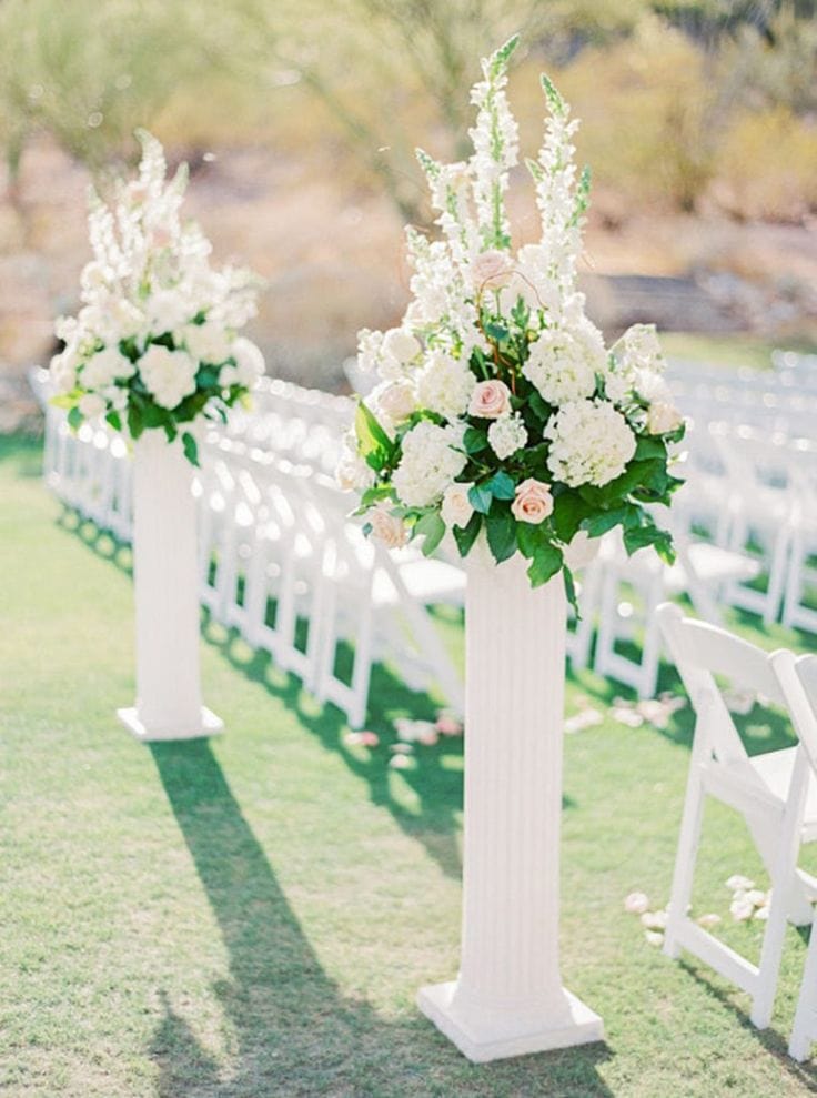 White Flower Aisle Arrangements