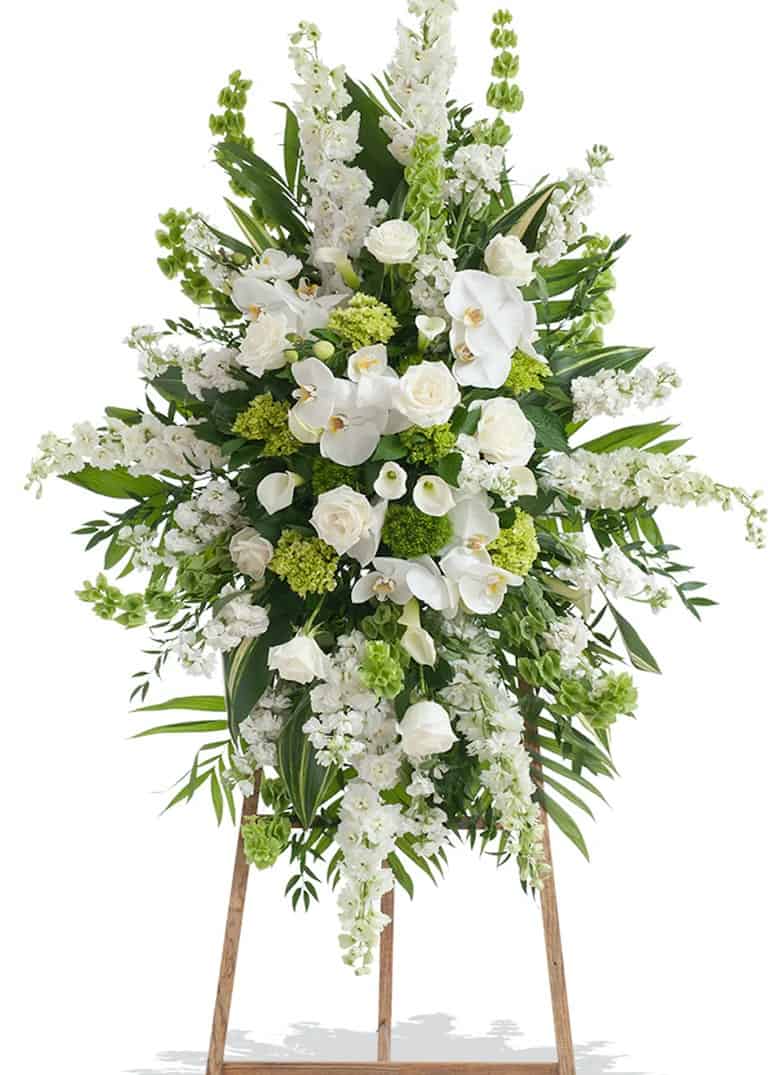 elegant white standing spray