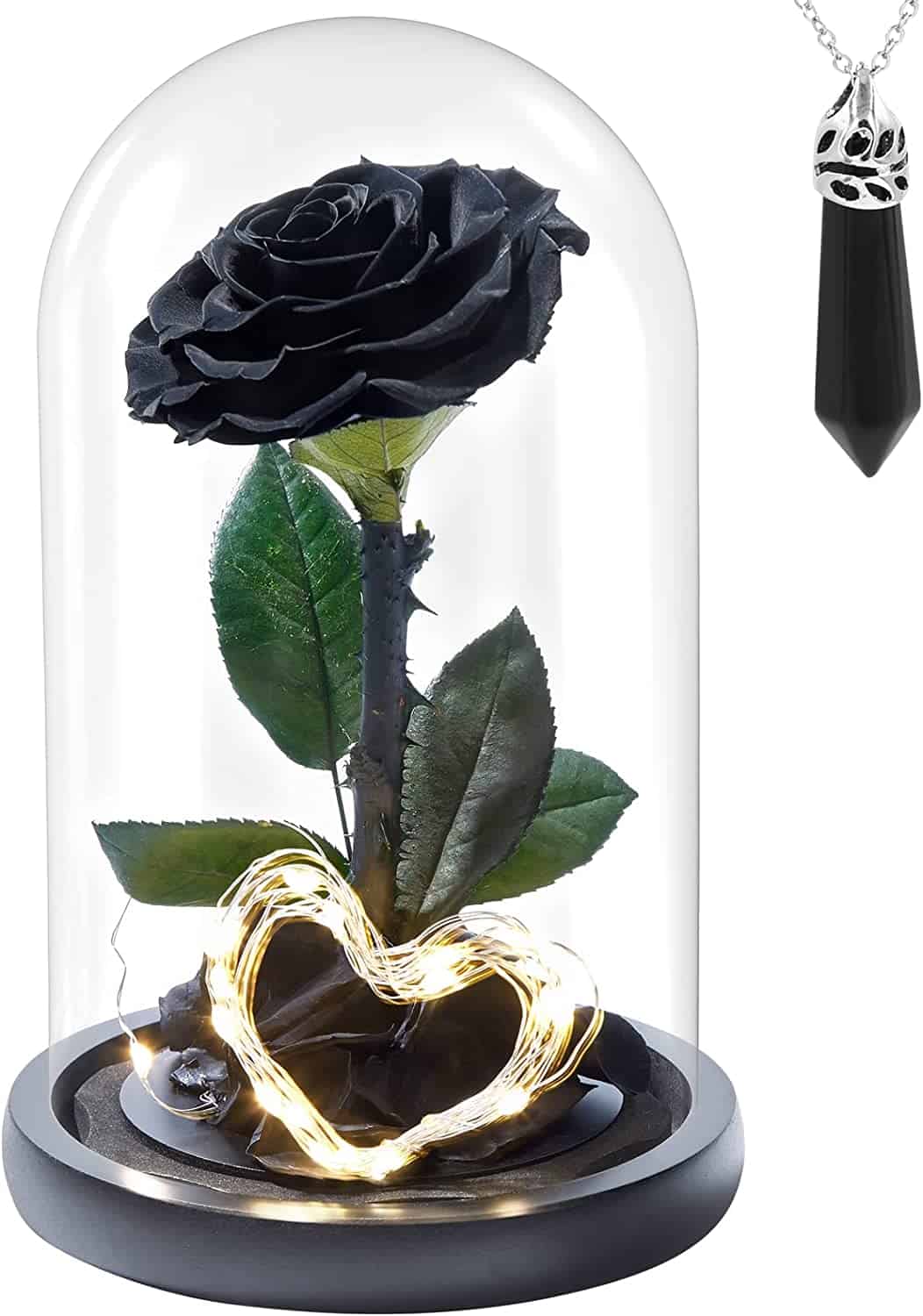 Preserved Black Rose In Glass Dome
