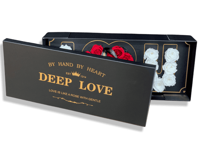 "DEEP LOVE" White and Red (Preserved Roses) - Image 3