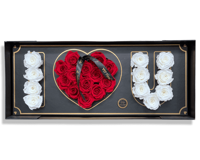 "DEEP LOVE" White and Red (Preserved Roses) - Image 2