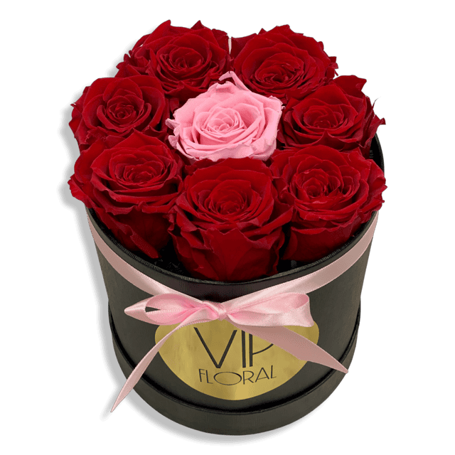 7 Red Preserved Roses + 1 Pink Las Vegas florist