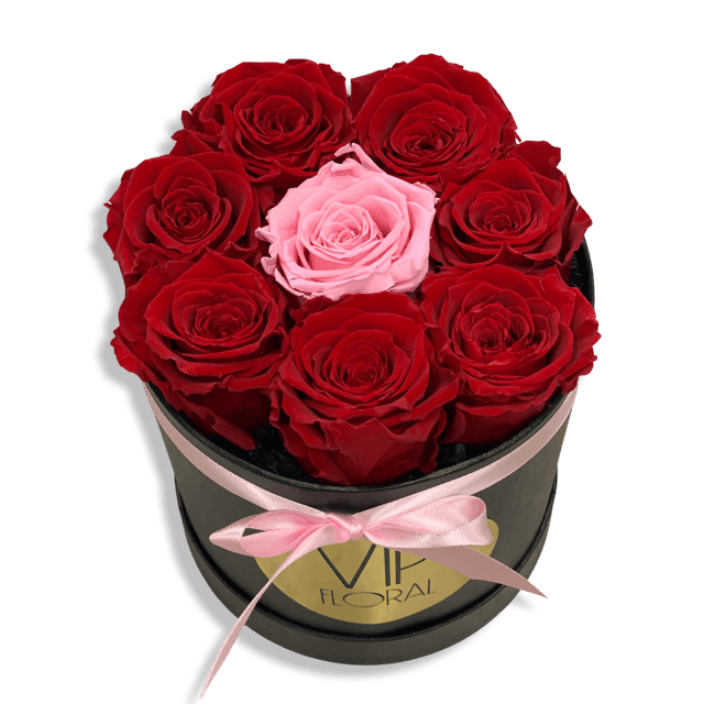 7 Red Preserved Roses + 1 Pink Rose - Image 3