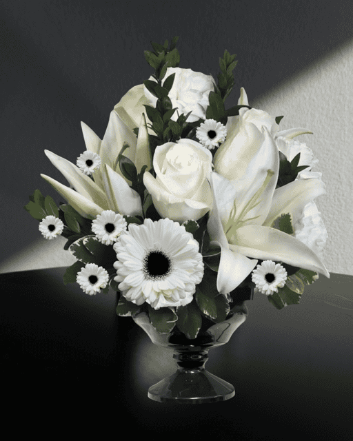 Elegant Noir BLAKC AND WHITE Flower Centerpiece LAS VEGAS NEVADA