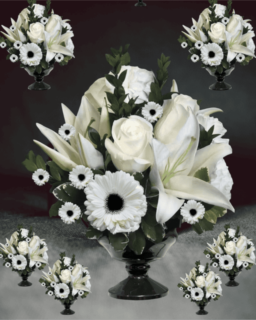 Elegant Noir BLAKC AND WHITE Flower Centerpiece