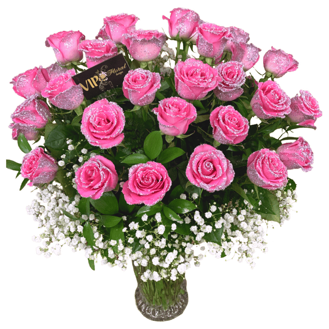 Pink Glitter Roses Bouquet Las Vegas