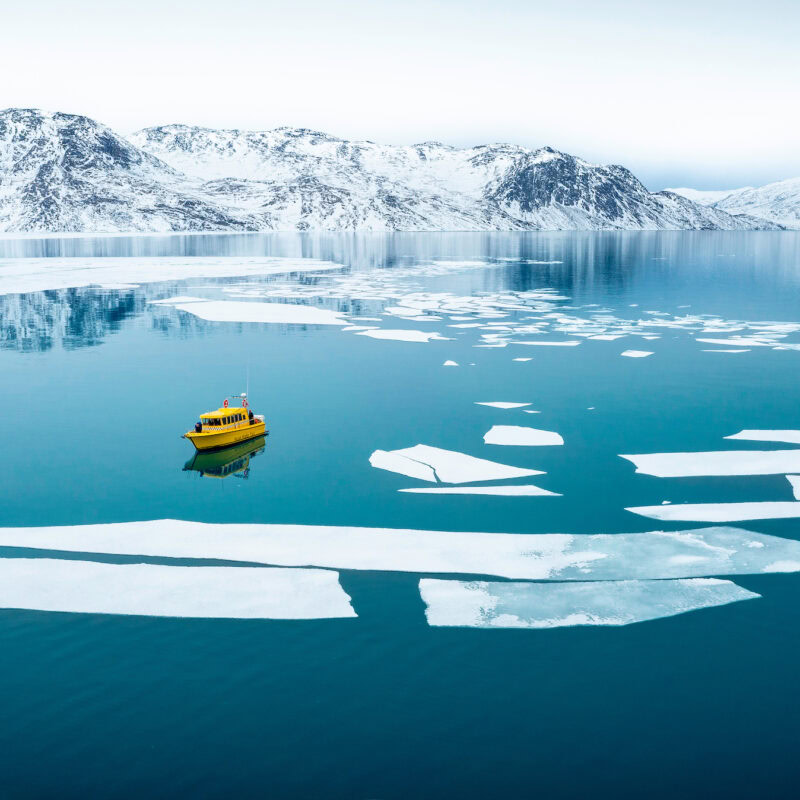 Nuuk water taxi ride in Nuuk fjord.