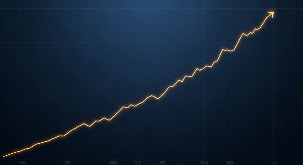 Long term compounding growth investment concept with upward financial chart