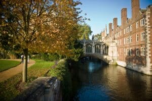 A photo of the river and the Bridge of Sighs, St John's College, Cambridge