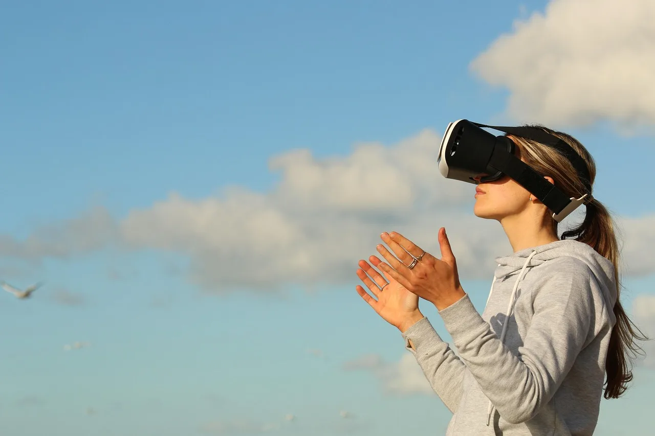 A person wearing a virtual reality headset during supported exposure