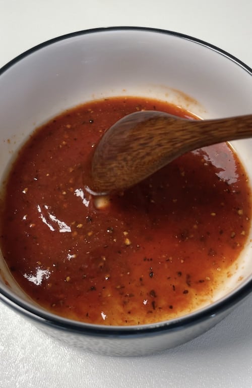Mixing the sauce