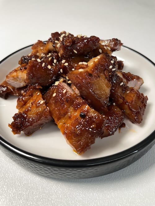 bite-sized pork belly