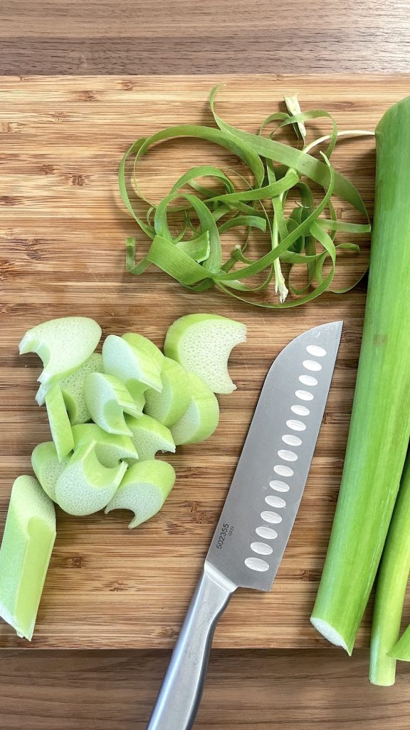 Chopping elephant ear stem