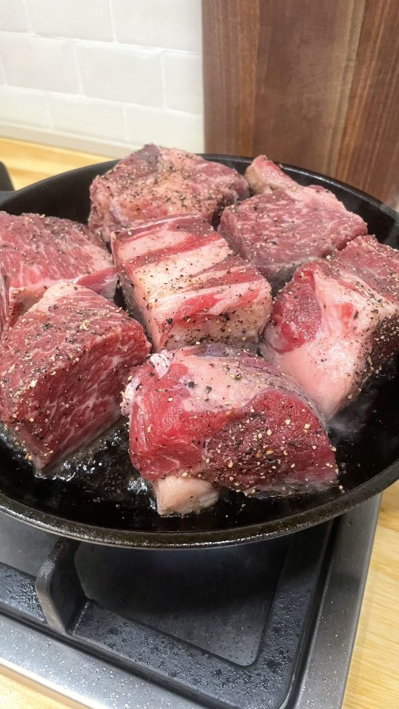 Frying the beef