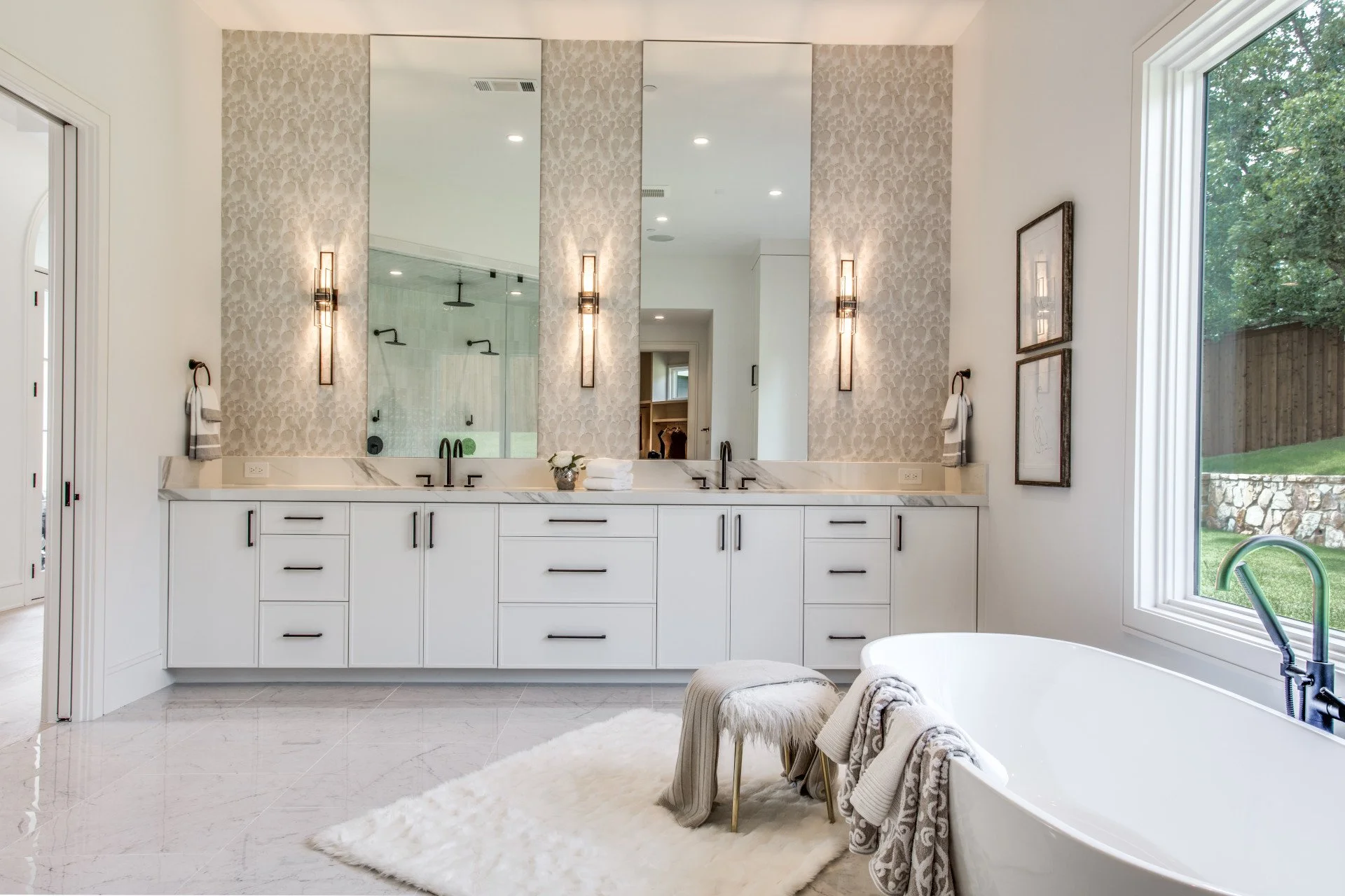 Stunning custom bathroom showcasing spa-like experience in Southlake custom home.