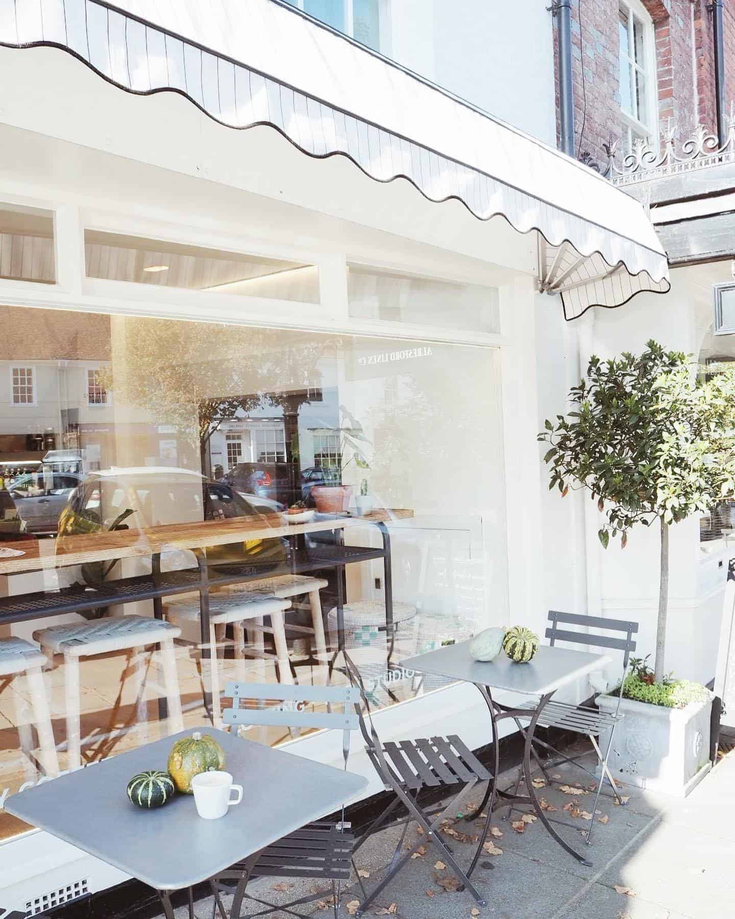 commercial awning canopy to a cafe in Alresford, Winchester Hampshire