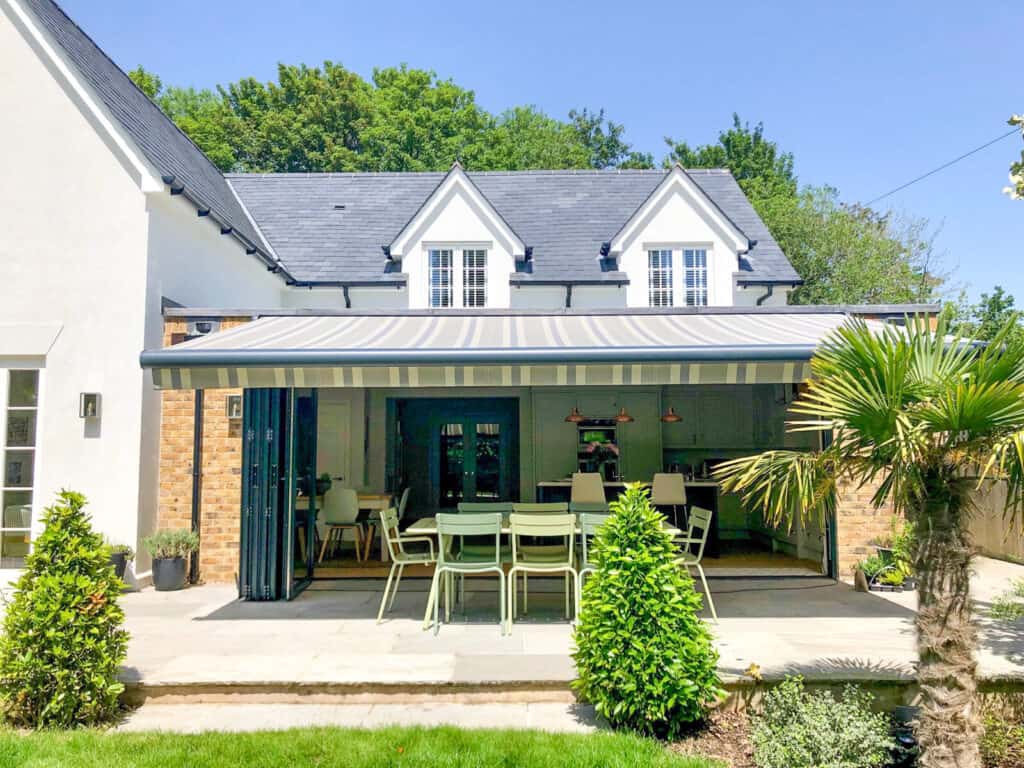 Somfy motorised bifold door awning in Sparsholt Hampshire