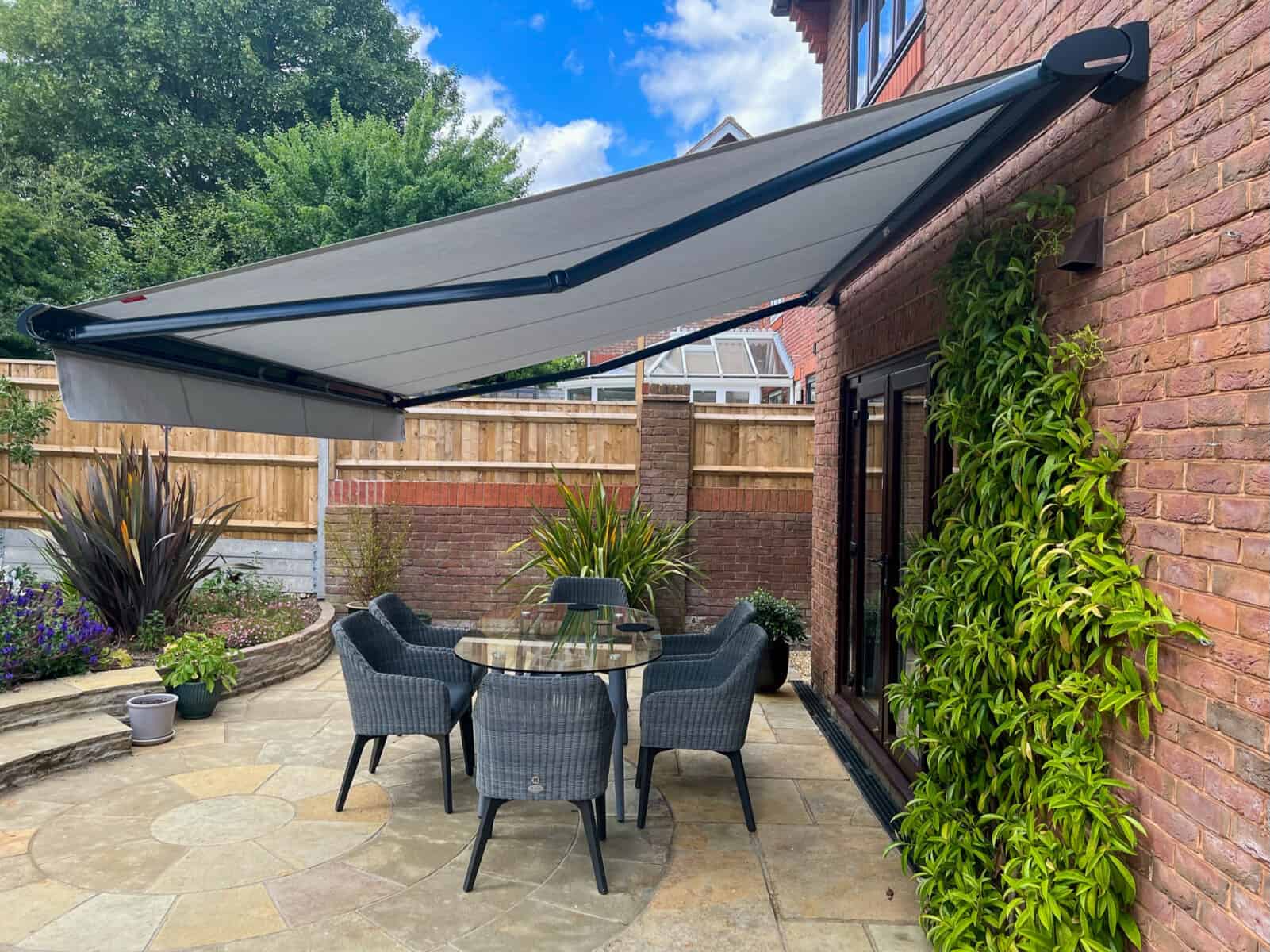 Weinor Somfy Motorised garden awning in Stockbridge Hampshire