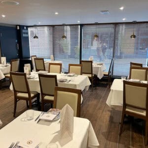 commercial wood venetian blinds to Thai restaurant in Winchester Hampshire