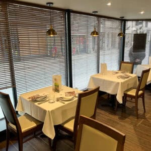 commercial wood venetian blinds to restaurant in Winchester Hampshire