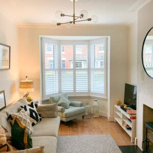 living room bay window shutters in Winchester Hampshire