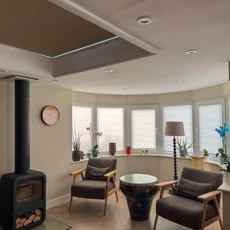 motorised pleated roof lantern blind and thermal intu blinds to family home in winchester