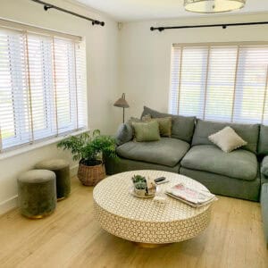 Wood Venetian blinds to family living room in Medstead near Alton
