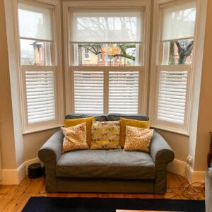 Café-style shutters for sash windows for privacy and natural light