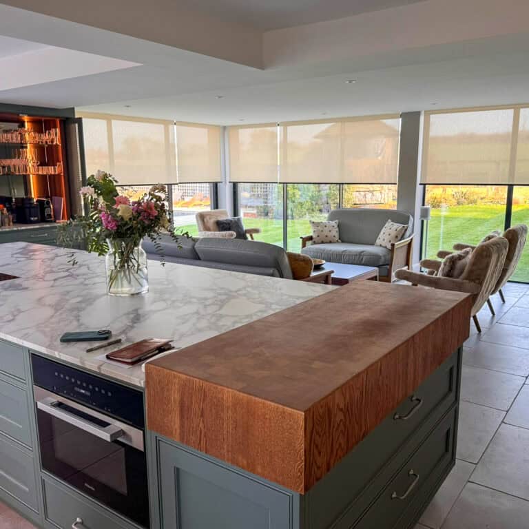 motorised roller blinds in blindspace boxes to kitchen extension bishops waltham